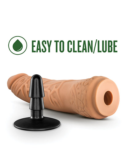 Blush Lock On 7.5&quot; Hexanite Dildo w/Suction Cup Adapter - Mocha