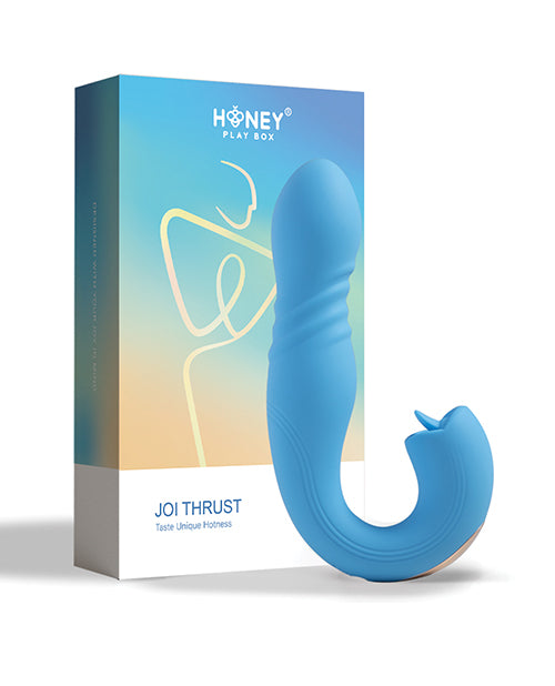 Joi App Controlled Thrusting G-Spot Vibrator &amp; Clit Licker - Blue