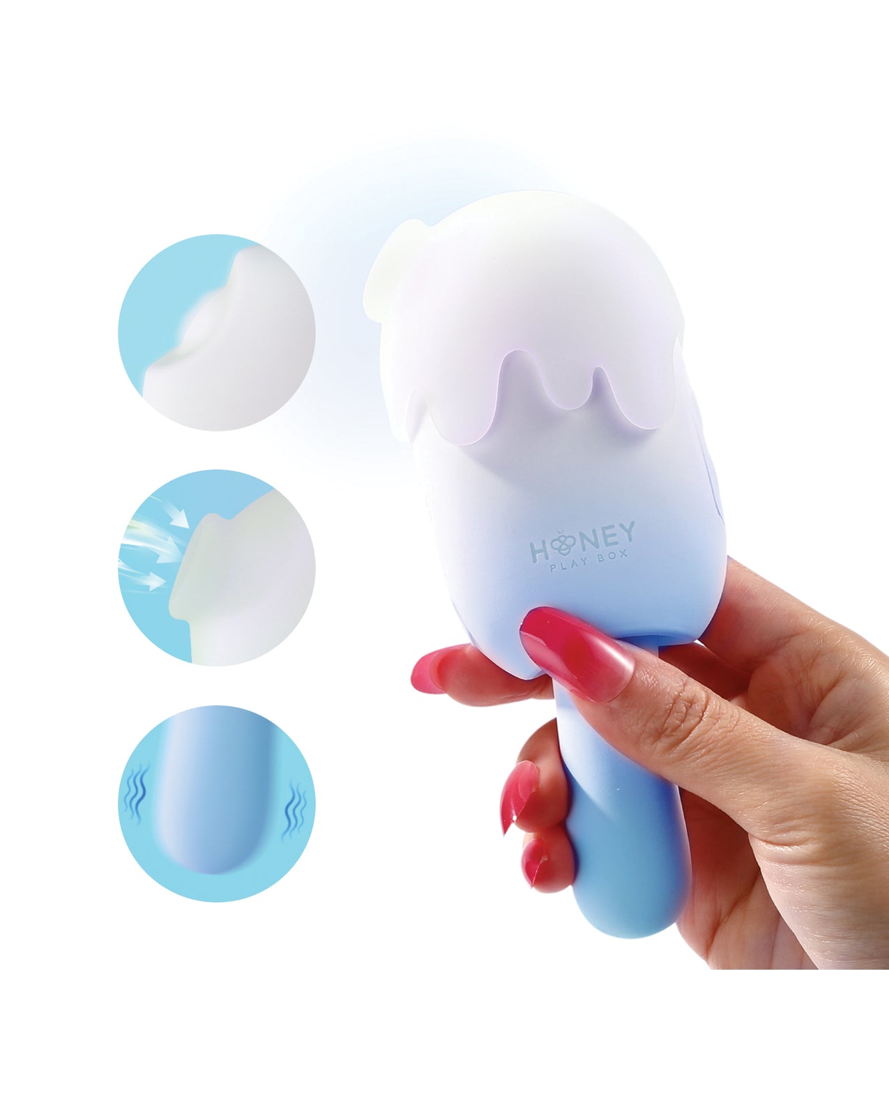 Bite Me Sucking, Tapping &amp; Vibrating Cream Pop Stimulator - Blue/White
