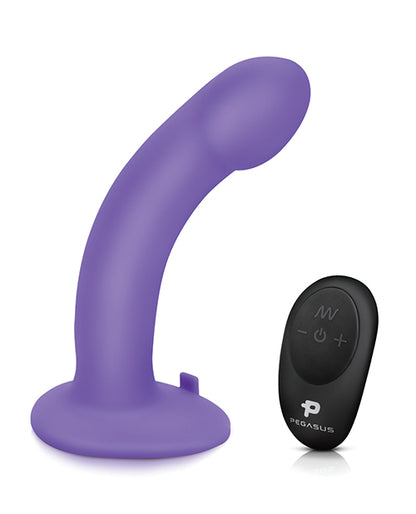 Pegasus 6&quot; Rechargeable Curved Peg w/Adjustable Harness &amp; Remote Set - Purple
