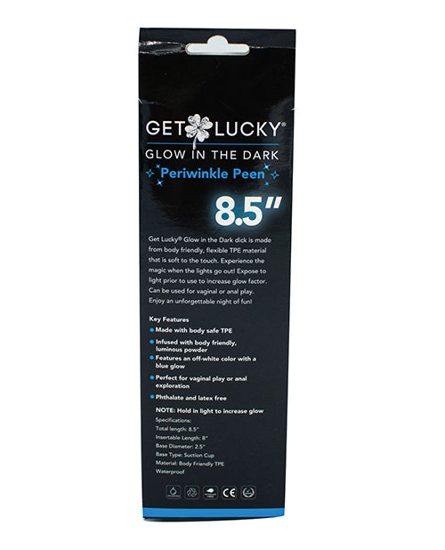 Get Lucky 8.5&quot; Glow in the Dark Periwinkle Peen Dildo