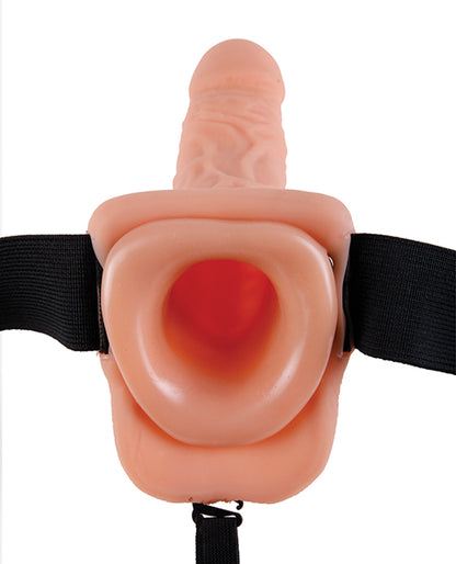 Fetish Fantasy Series 9&quot; Vibrating Hollow Strap On w/Balls - Flesh