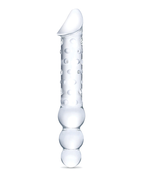Glas 12&quot; Double Ended Glass Dildo w/Anal Beads - Clear