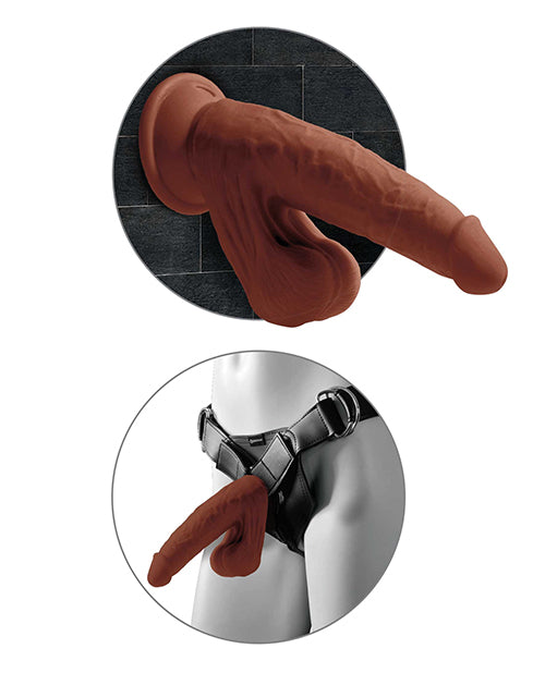 King Cock Plus 8&quot; Triple Density Cock w/Swinging Balls - Brown