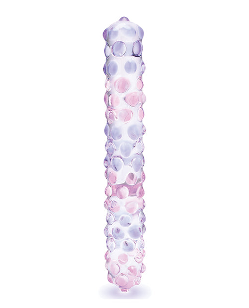 Glas 9&quot; Purple Rose Nubby Glass Dildo - Purple/Pink
