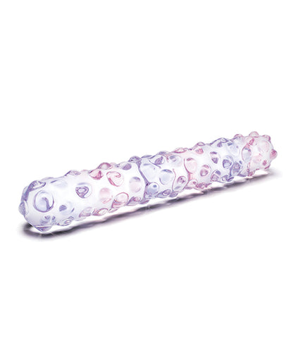 Glas 9&quot; Purple Rose Nubby Glass Dildo - Purple/Pink