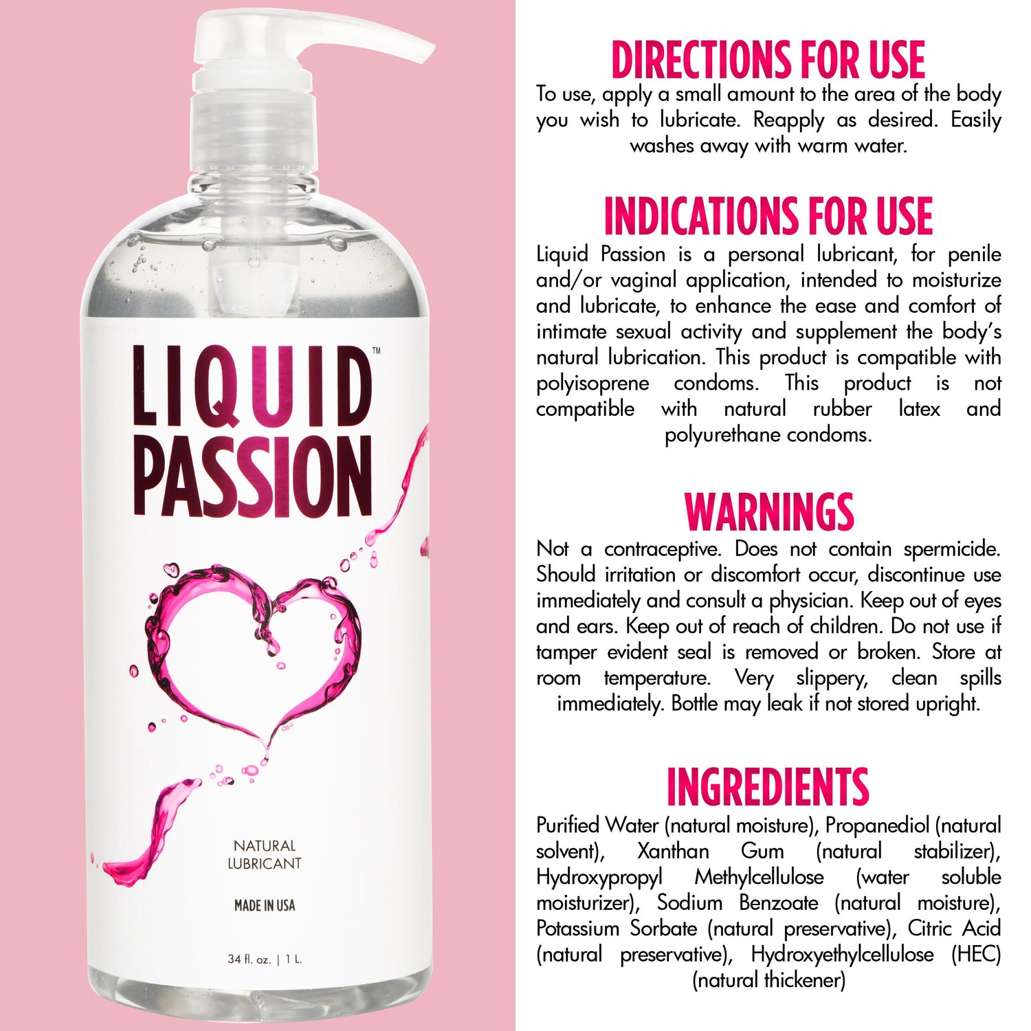 Liquid Passion Natural Lubricant - 34oz